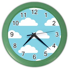 Clouds Blue Pattern Color Wall Clock by ConteMonfrey