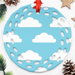 Clouds Blue Pattern Ornament (round Filigree)