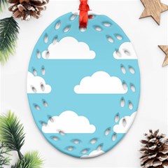 Clouds Blue Pattern Oval Filigree Ornament (two Sides)