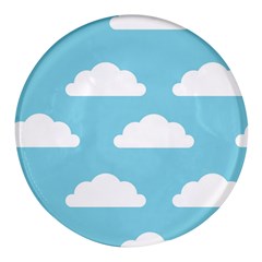 Clouds Blue Pattern Round Glass Fridge Magnet (4 Pack) by ConteMonfrey