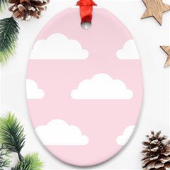 Clouds Pink Pattern Ornament (oval)