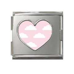 Clouds Pink Pattern Mega Link Heart Italian Charm (18mm)