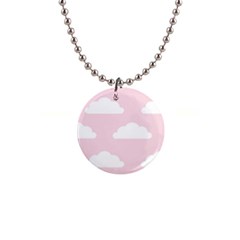 Clouds Pink Pattern 1  Button Necklace