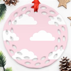 Clouds Pink Pattern Ornament (round Filigree)