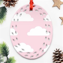 Clouds Pink Pattern Ornament (oval Filigree)