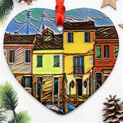 Colorful Venice Homes - Venezia, Italy Ornament (heart)