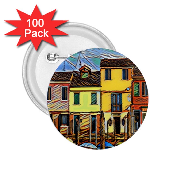 Colorful Venice Homes - Venezia, Italy 2.25  Buttons (100 pack) 