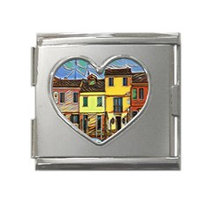 Colorful Venice Homes - Venezia, Italy Mega Link Heart Italian Charm (18mm) by ConteMonfrey