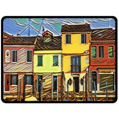 Colorful Venice Homes - Venezia, Italy Fleece Blanket (large) by ConteMonfrey