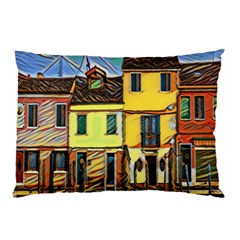 Colorful Venice Homes - Venezia, Italy Pillow Case (two Sides) by ConteMonfrey