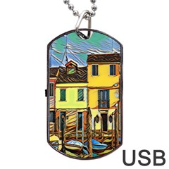 Colorful Venice Homes - Venezia, Italy Dog Tag Usb Flash (one Side) by ConteMonfrey