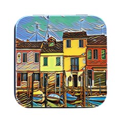 Colorful Venice Homes - Venezia, Italy Square Metal Box (black) by ConteMonfrey