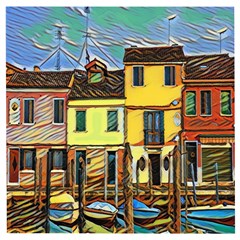 Colorful Venice Homes - Venezia, Italy Wooden Puzzle Square by ConteMonfrey