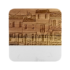 Colorful Venice Homes - Venezia, Italy Marble Wood Coaster (square) by ConteMonfrey