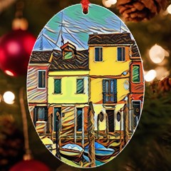 Colorful Venice Homes - Venezia, Italy Uv Print Acrylic Ornament Oval by ConteMonfrey