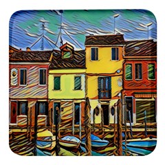 Colorful Venice Homes - Venezia, Italy Square Glass Fridge Magnet (4 Pack) by ConteMonfrey