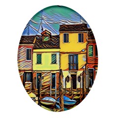 Colorful Venice Homes - Venezia, Italy Oval Glass Fridge Magnet (4 Pack) by ConteMonfrey