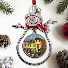 Colorful Venice Homes - Venezia, Italy Metal Snowman Ornament