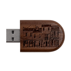 Colorful Venice Homes - Venezia, Italy Wood Oval Usb Flash Drive by ConteMonfrey