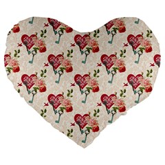 Key To The Heart Large 19  Premium Flano Heart Shape Cushions by ConteMonfrey