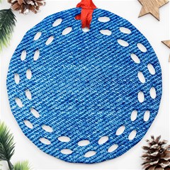 Blue Denim Jeans Like Ornament (round Filigree)