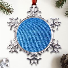 Blue Denim Jeans Like Metal Large Snowflake Ornament by ConteMonfrey