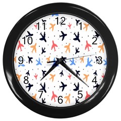 Cute airplanes planes Wall Clock (Black)