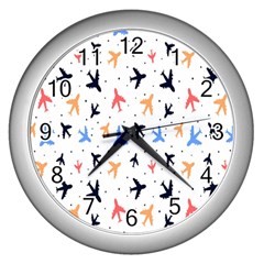 Cute airplanes planes Wall Clock (Silver)