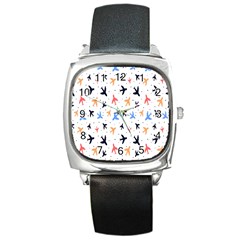 Cute airplanes planes Square Metal Watch