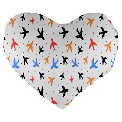 Cute airplanes planes Large 19  Premium Flano Heart Shape Cushions