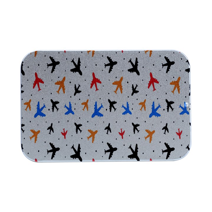 Cute airplanes planes Open Lid Metal Box (Silver)  