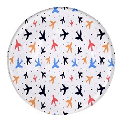 Cute airplanes planes Round Glass Fridge Magnet (4 pack)