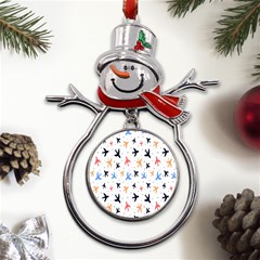 Cute airplanes planes Metal Snowman Ornament