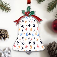 Cute airplanes planes Metal Holly Leaf Bell Ornament