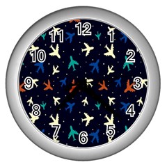 Blue Sky Airplanes Planes Wall Clock (silver) by ConteMonfrey