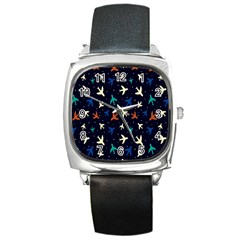 Blue Sky Airplanes Planes Square Metal Watch by ConteMonfrey