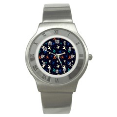 Blue Sky Airplanes Planes Stainless Steel Watch by ConteMonfrey