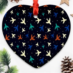 Blue Sky Airplanes Planes Heart Ornament (two Sides)