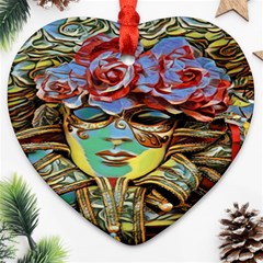 Carnival Mask - Venetian Mask - Italy Vintage Heart Ornament (two Sides)