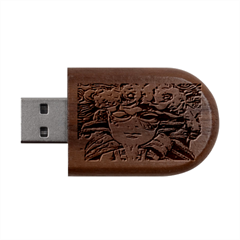 Carnival Mask - Venetian Mask - Italy Vintage Wood Oval Usb Flash Drive by ConteMonfrey