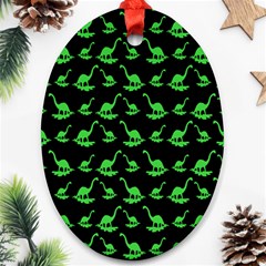 Green Neon Dinos Ornament (oval) by ConteMonfrey