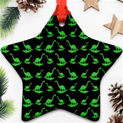 Green Neon Dinos Star Ornament (two Sides)