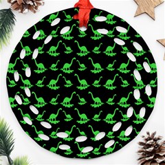 Green Neon Dinos Ornament (round Filigree)