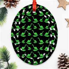 Green Neon Dinos Ornament (oval Filigree)