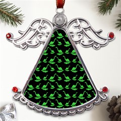 Green Neon Dinos Metal Angel With Crystal Ornament by ConteMonfrey