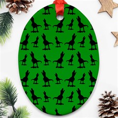 Dinos On A Green Background Ornament (oval)