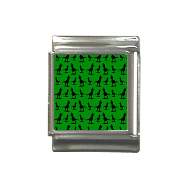 Dinos on a green background Italian Charm (13mm)