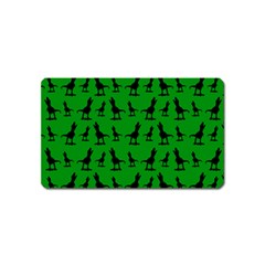 Dinos On A Green Background Magnet (name Card) by ConteMonfrey