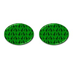 Dinos On A Green Background Cufflinks (oval) by ConteMonfrey