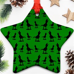 Dinos On A Green Background Star Ornament (two Sides)